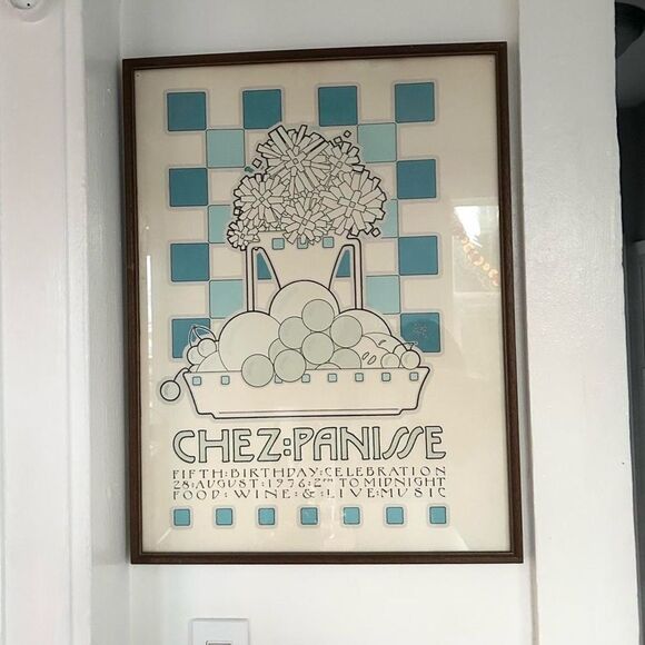 Rare Vintage 1976 Chez Panisse Large Framed Poster Wall Art - David Lance Goines - Picture 2 of 3